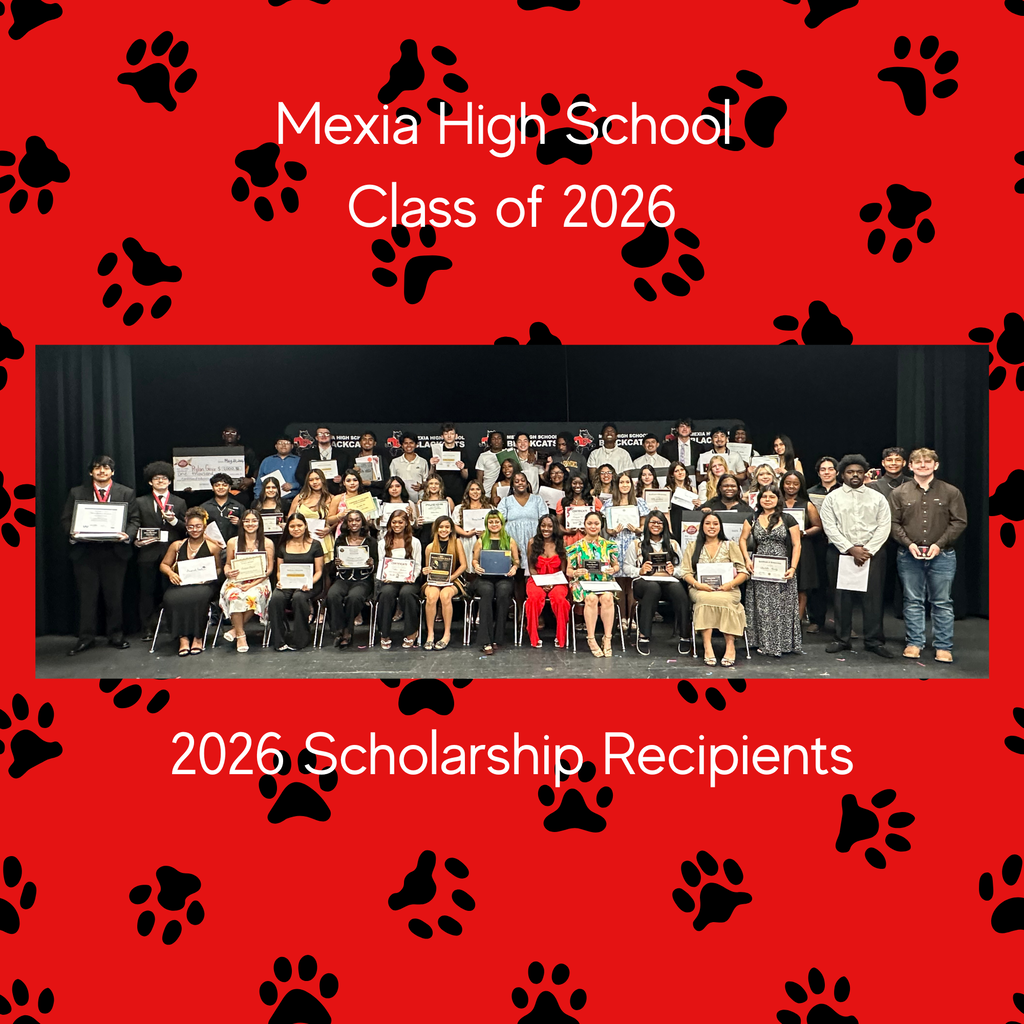 A group of students from Mexia High School's 2026 class stand together holding certificates.