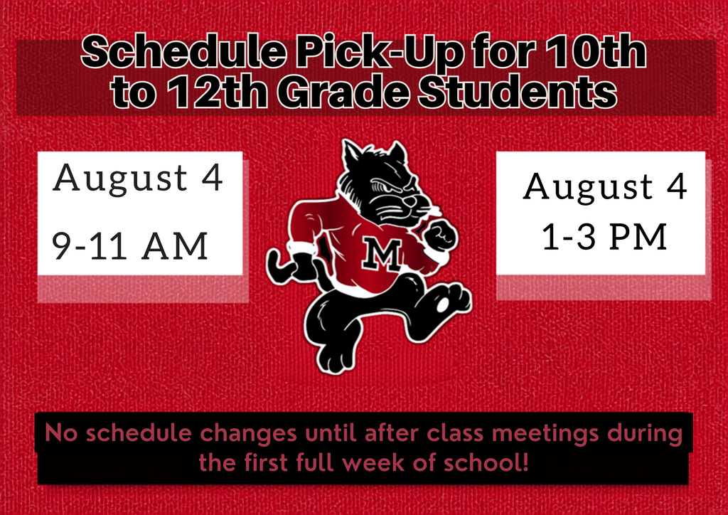 Red background with white text and a mascot logo. Times: August 4, 9-11 AM and 1-3 PM.