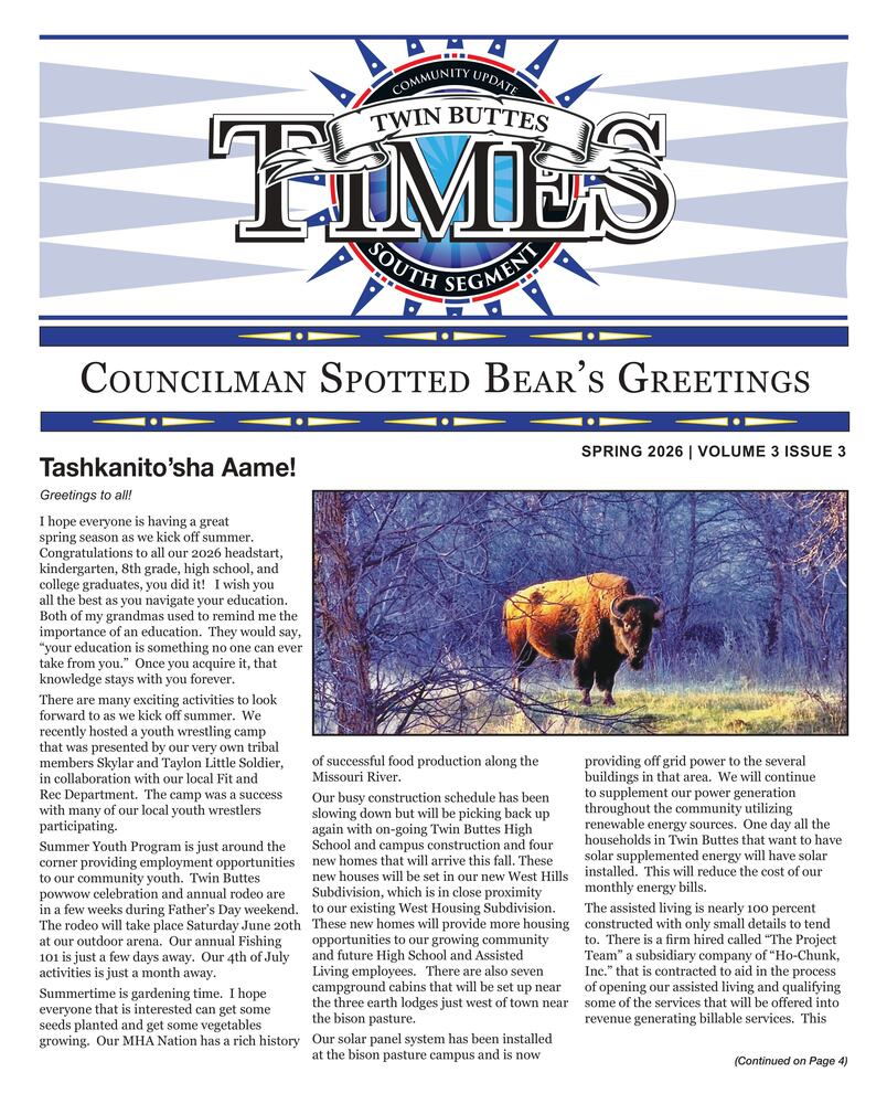 Twin Buttes Times Spring 2026 Edition Cover Page