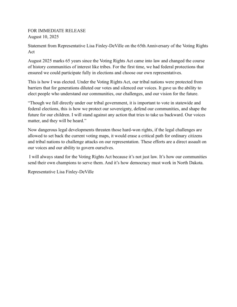 Voting Rights Act - Statement