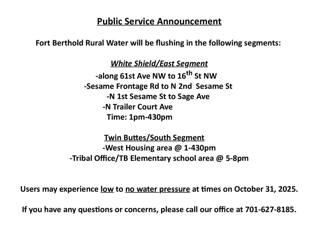 PSA: Rural Water Flushing pipes 10/31/25