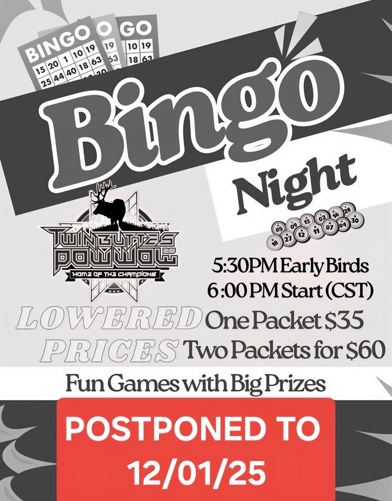 Bingo postponed to 12/1/25