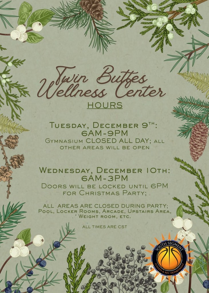 wellness Center hours 12/9 & 12/10