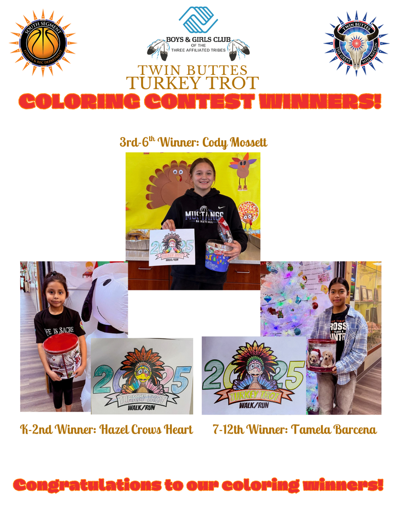 Turkey Trot Coloring Contest Winners!