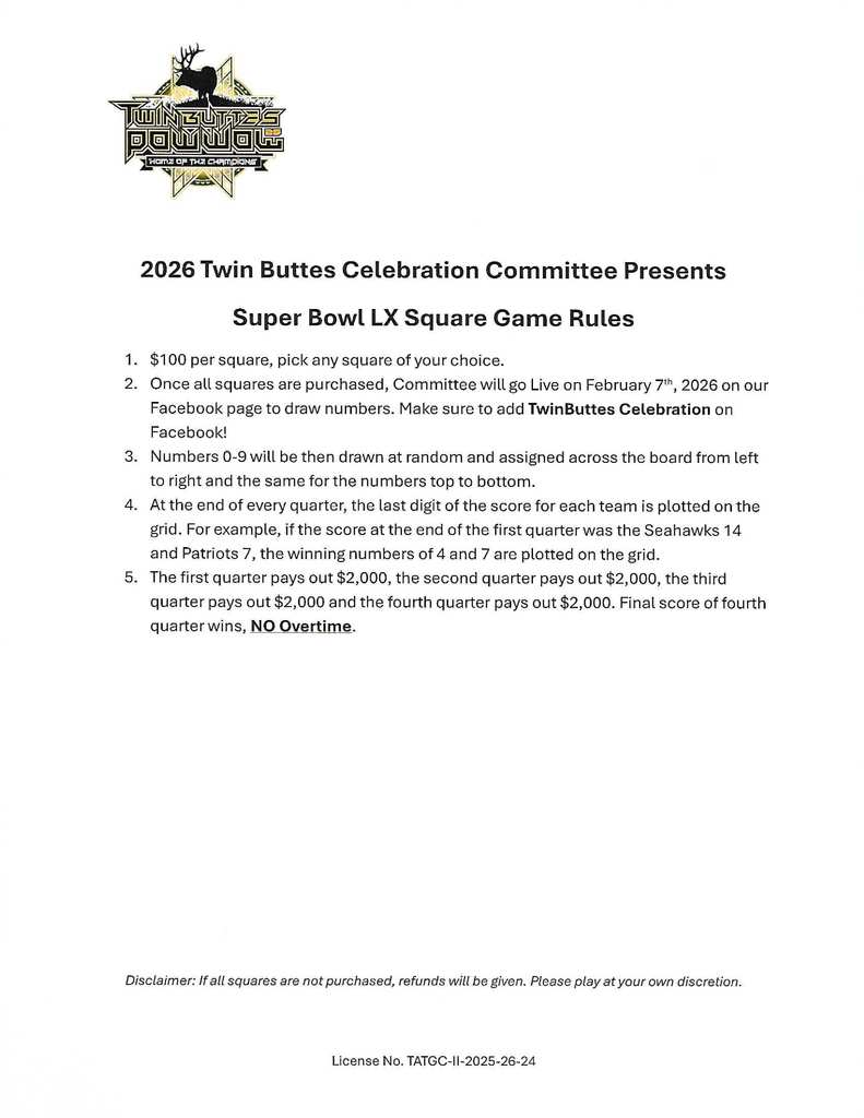 Superbowl Square Game 3/3