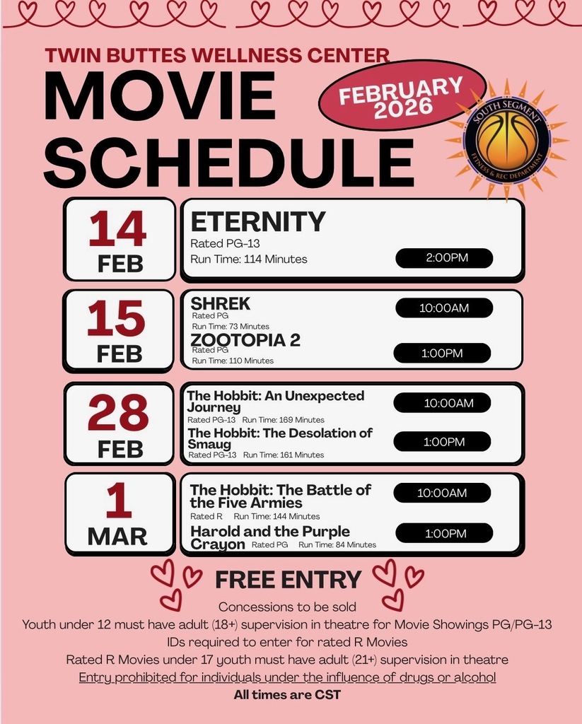 Wellness Center Movie Theater Feb 2026 schedule