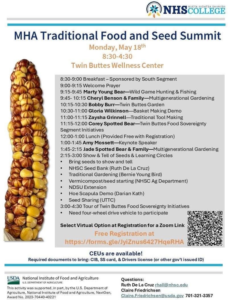 MHA traditional food & seed summit 5/18/26