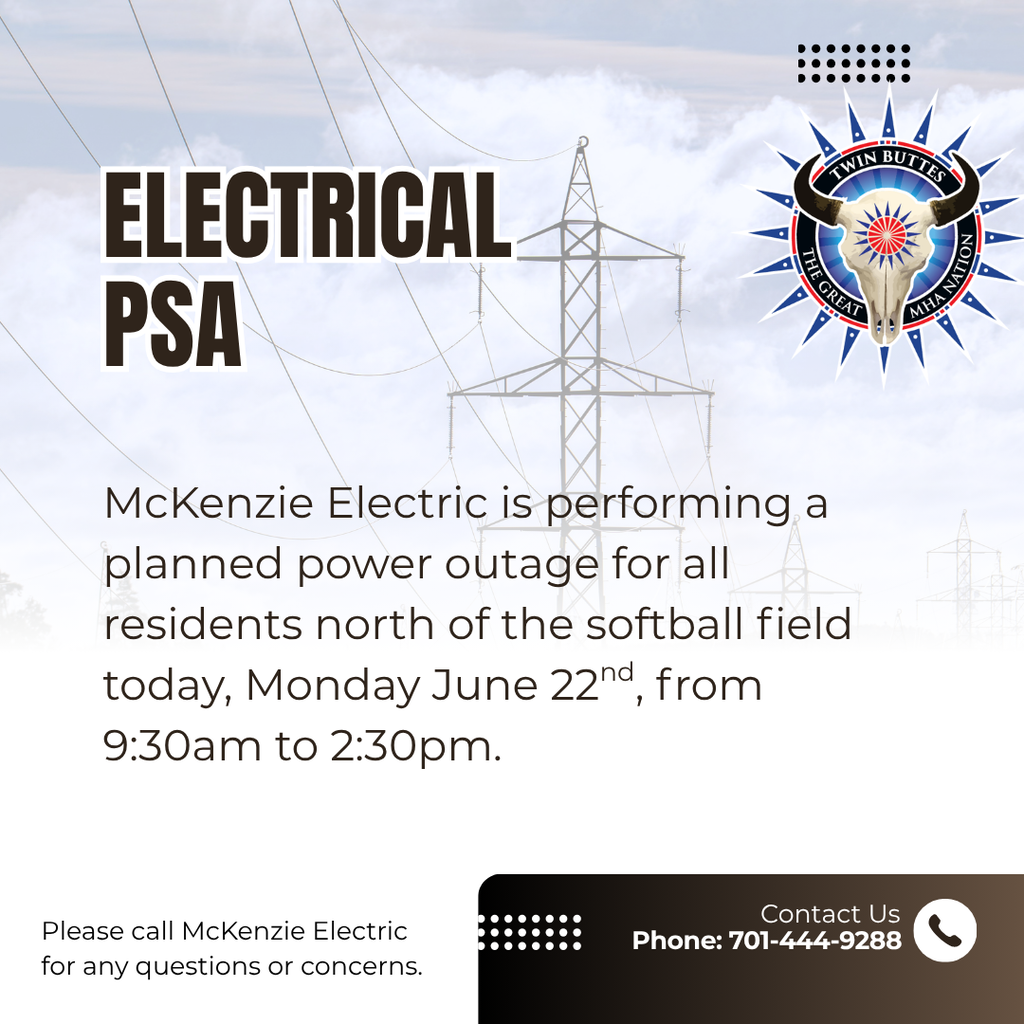 Planned power outage 6/22/26 north of tb softball field from 9:30am to 2:30pm