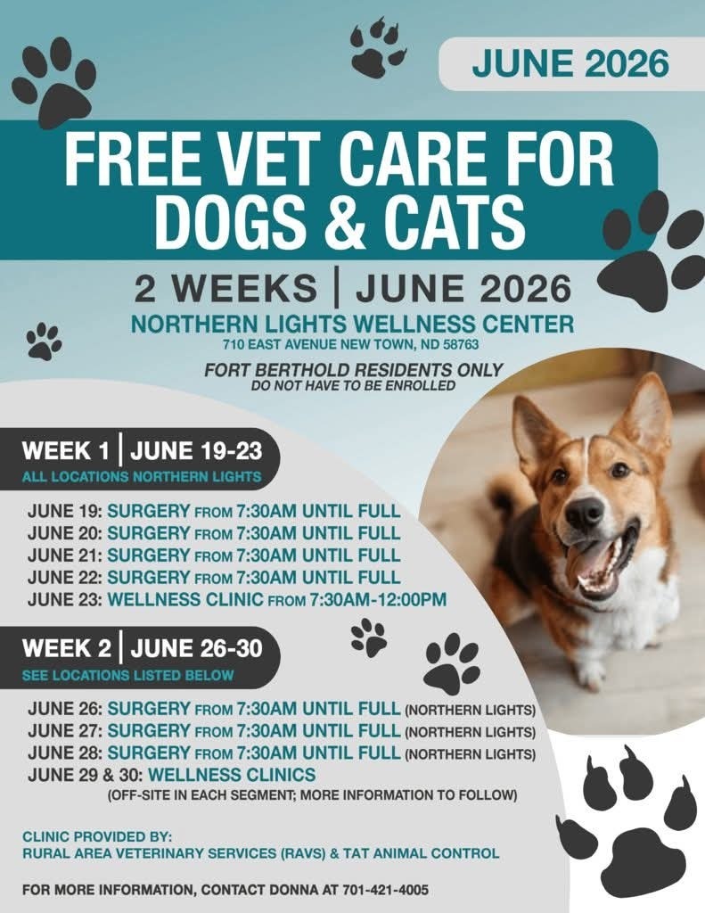 Free Veterinary Clinic in Twin Buttes 6.29.26 from 9:30am to 12:00pm