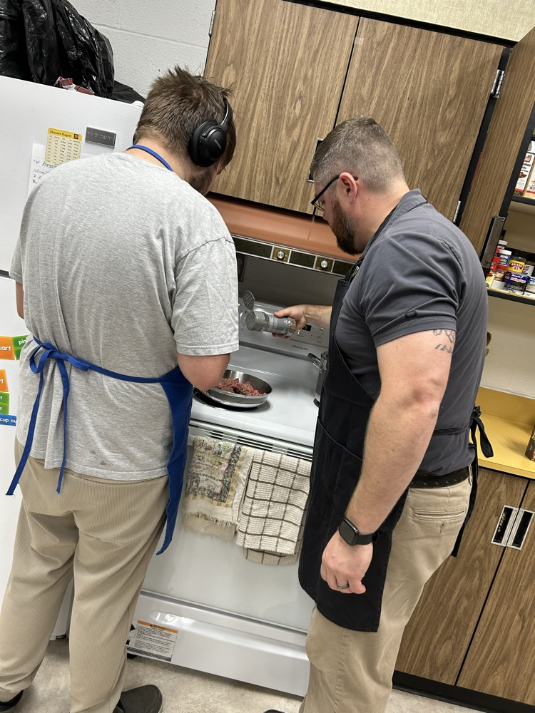 Mr. Hahn’s class went to Kroger for our shopping Trip. The students then cooked an “Italian Feast” for lunch! Great work!!! 