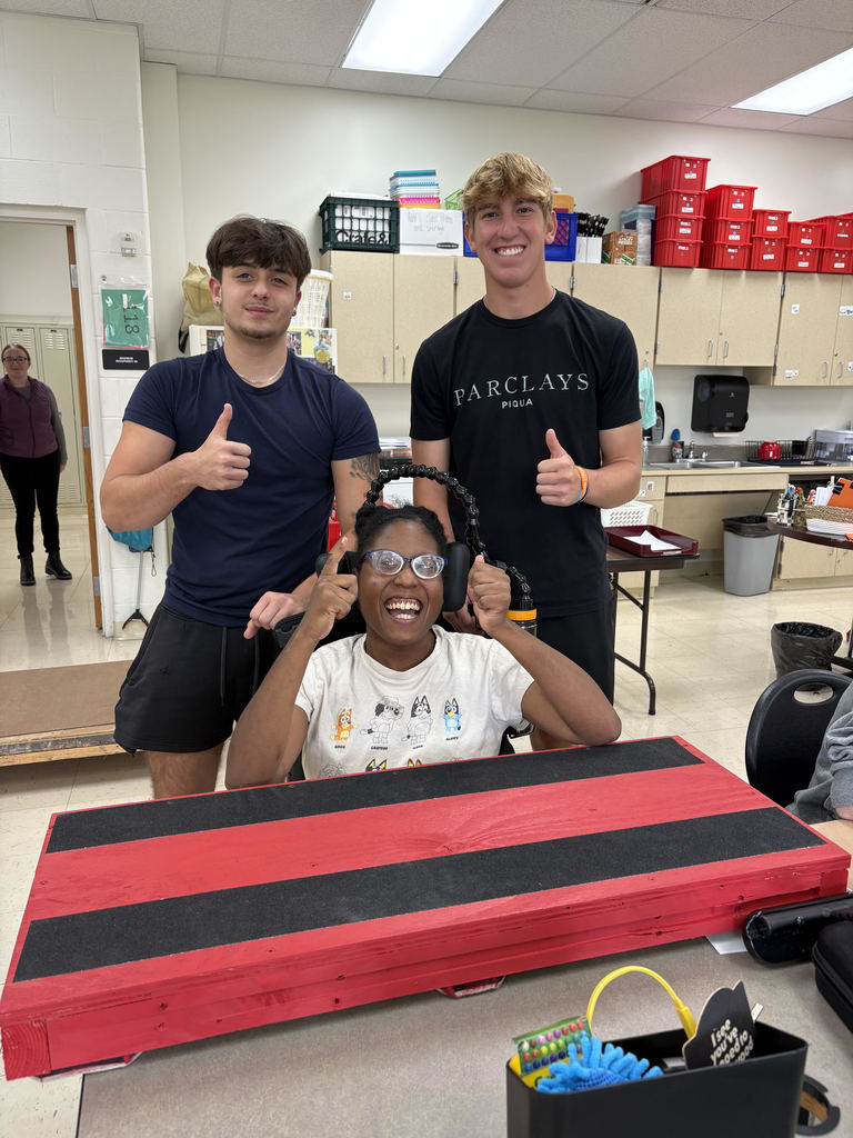 unnamedStudents from Mr Kitchen’s home building class at Tipp HS helped the MD unit brainstorm a solution for a student.  Camille Jones needed a new transfer platform to match the height of her new wheelchair.  Her physical therapist, Kerry Stanley, shared the specs with Mr Kitchen, and the rest is history!  Thank you all for your help and support.   