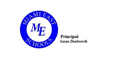 Miami East blue circle logo with principal name