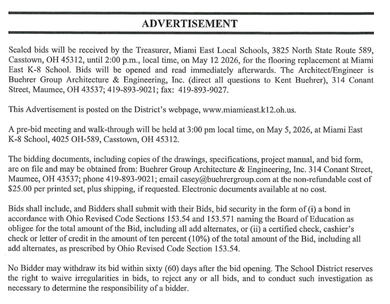 Carpet Replacement Bid Advertisement