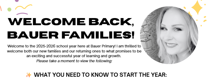 Welcome Back Bauer Families!