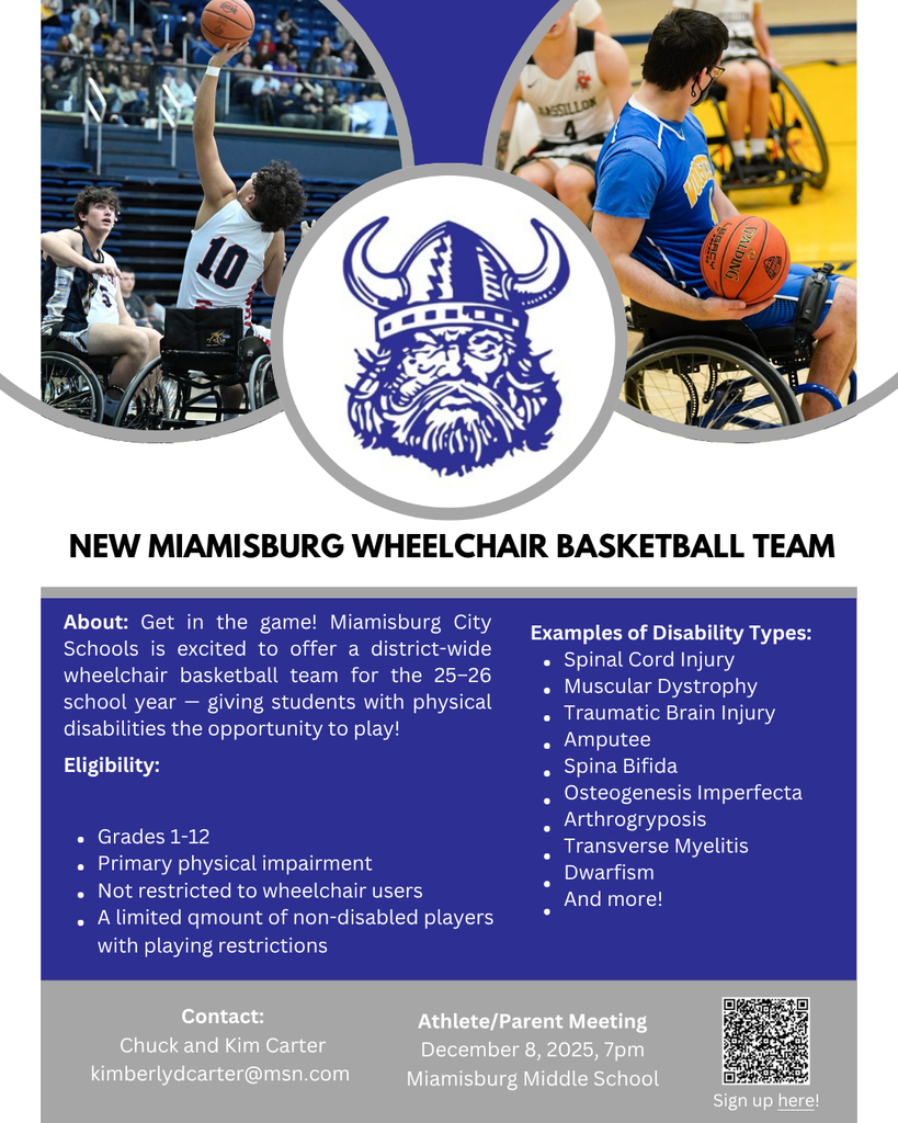 Wheelchair Basketball Team parent meeting 12.8.25 7:00 pm @ MMS