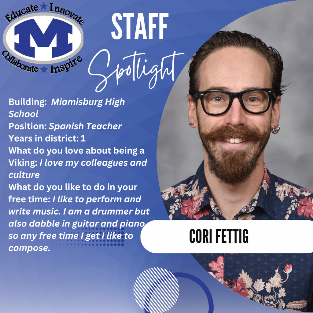 A smiling man wearing glasses and a floral shirt is featured in a staff spotlight. Cori Fettig