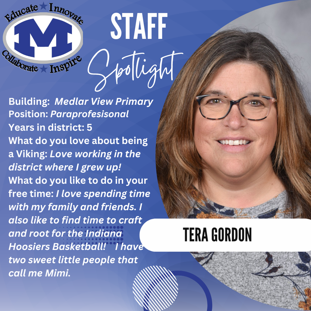 A smiling woman, wearing glasses, highlights her job as a paraprofessional at Mediar View Primary.