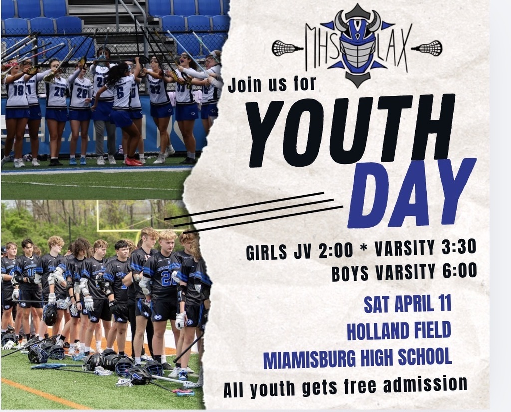A flyer with two photos of lacrosse teams on field. Top reads, "Join us for YOUTH DAY." Below, details on time, location, and free admission for youth.