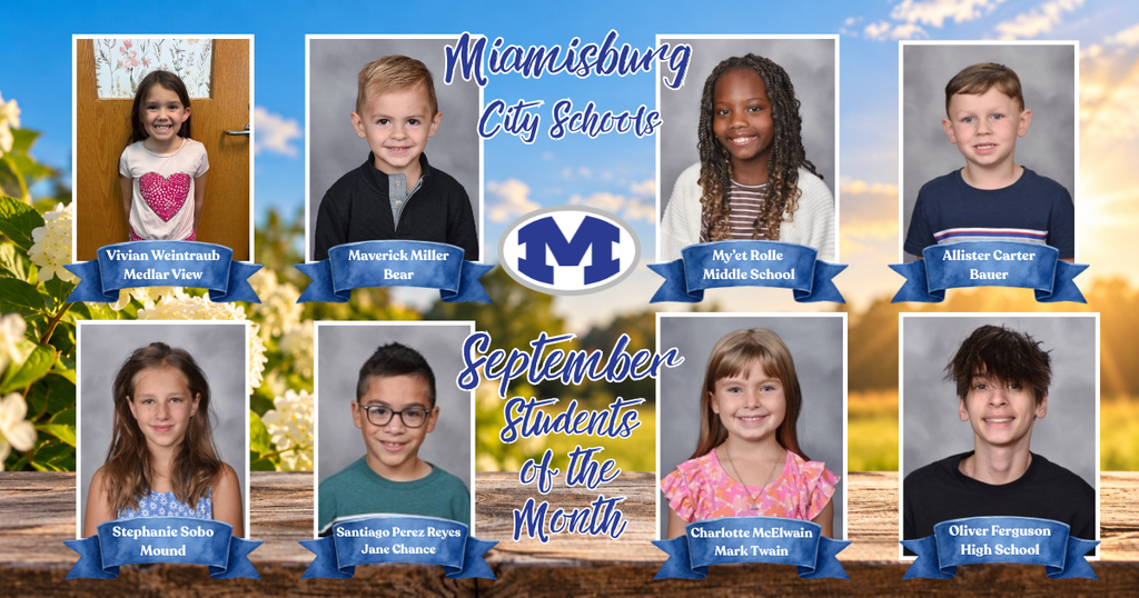 Nine student photos arranged in three rows with names and one banner saying "September Student of the Month".