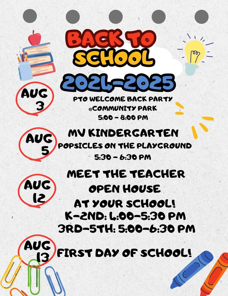 Back To School Flyer - First Day is August 13th!