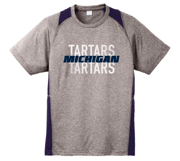 Gray and Navy Blue Michigan Tartars T-shirt