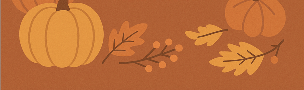 Brown background with orange pumpkin and leaves