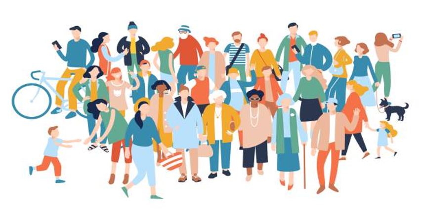People of various ages in a crowd