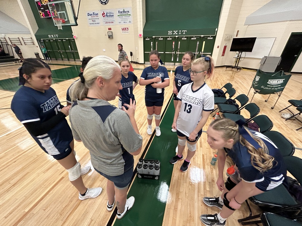 Volleyball team huddle