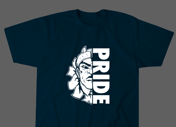 Black T-shirt White image on front, half tartar half the word pride.
