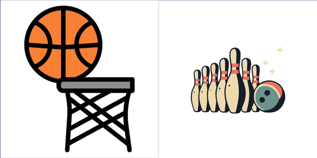 basketball and bowling ball and pins