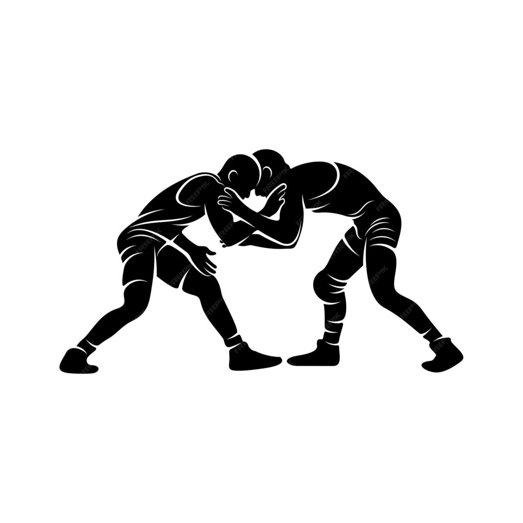 Two people wrestling