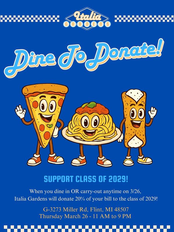 Dine to Donate flyer 