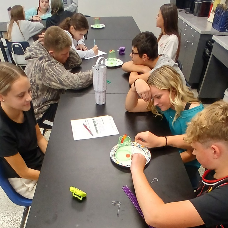 students doing science test