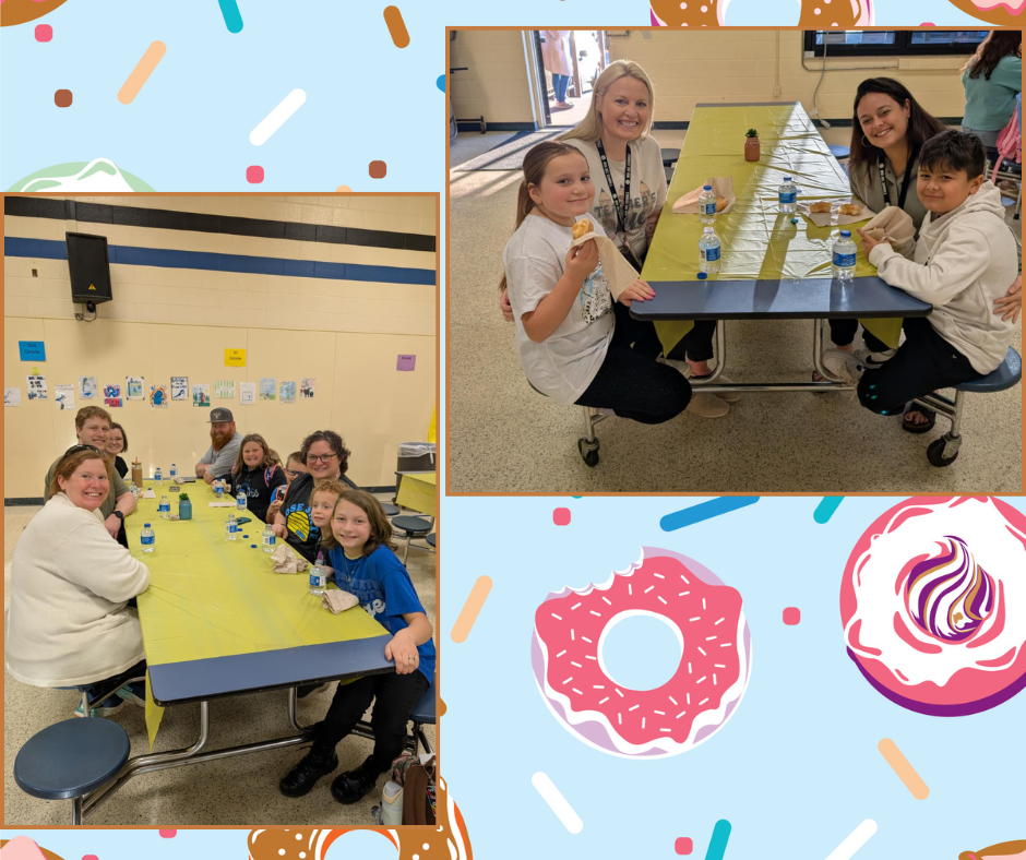 Picture of students and teachers at Donuts for Grownups.  