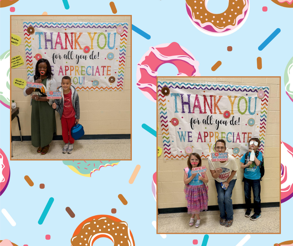 Picture of students and teachers at Donuts for Grownups.  