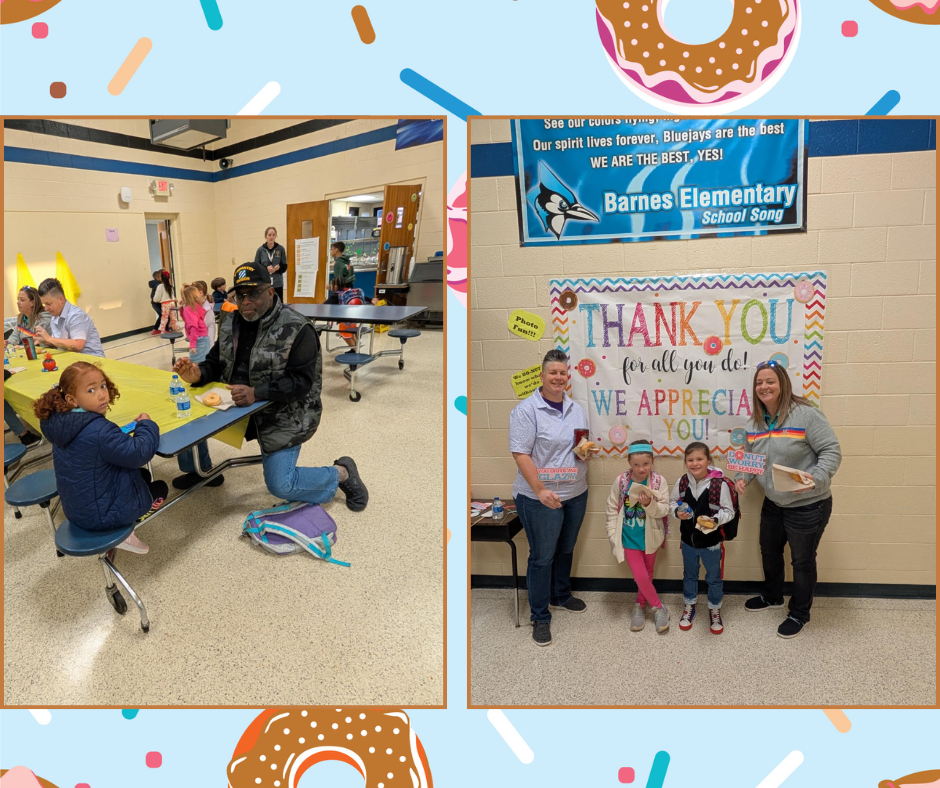 Picture of students and teachers at Donuts for Grownups.  