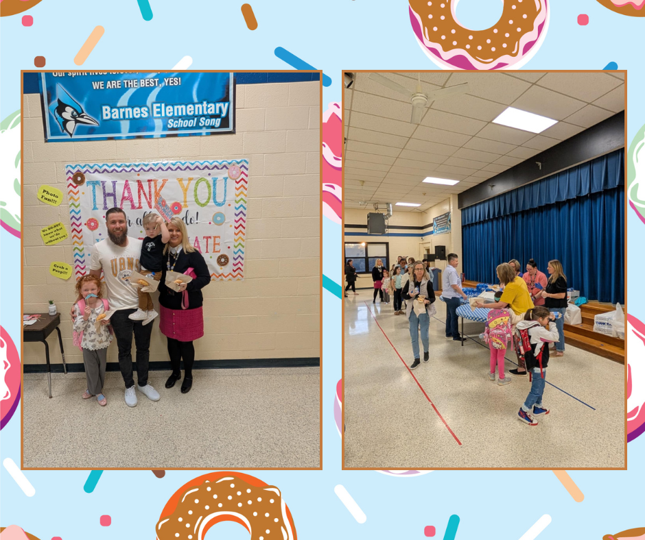 Picture of students and teachers at Donuts for Grownups.  