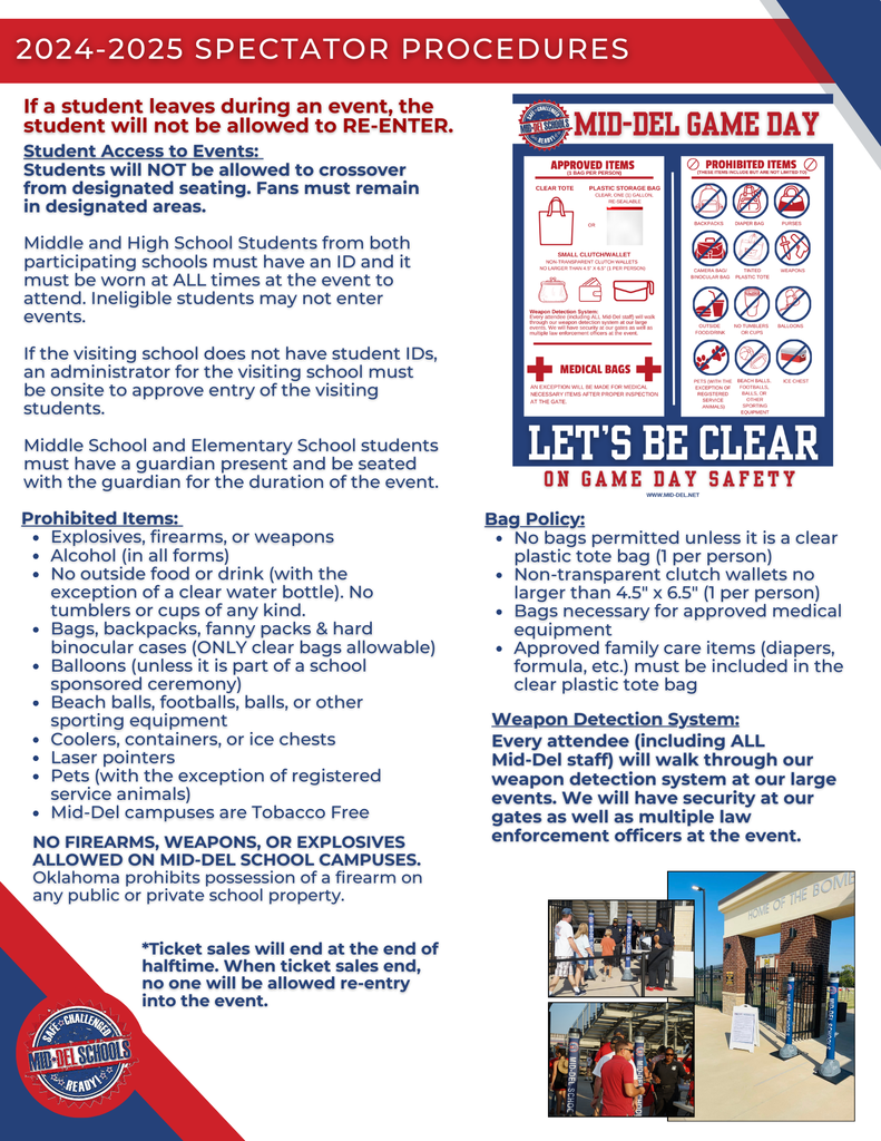 Graphic of Mid-Del Music Festival information and security protocol.