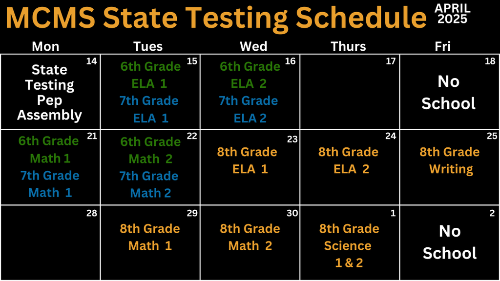 State Testing Schedule