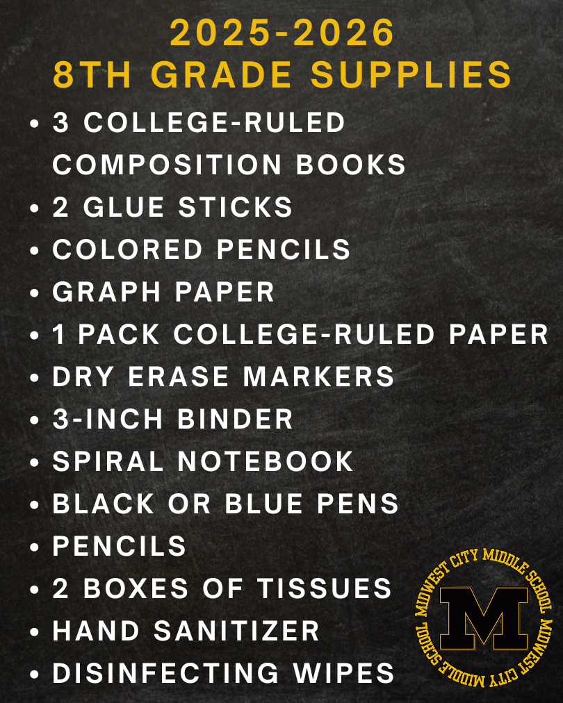 8th grade supply list