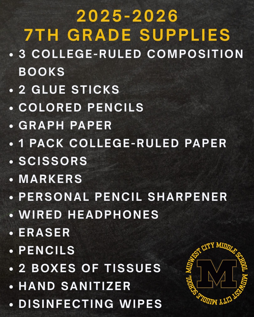 7th grade supply list