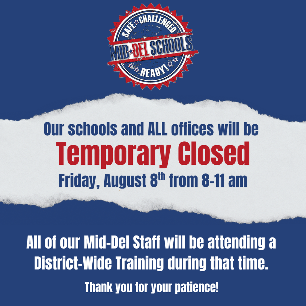 Mid-Del Offices and Schools will be Closed for Convocation