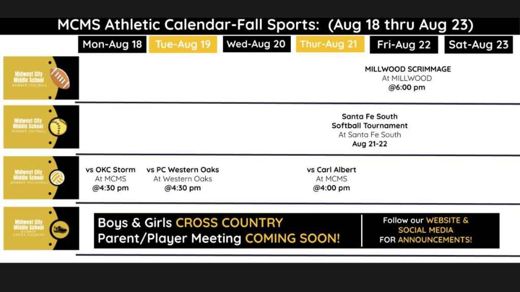Athletics 9/18-9/22