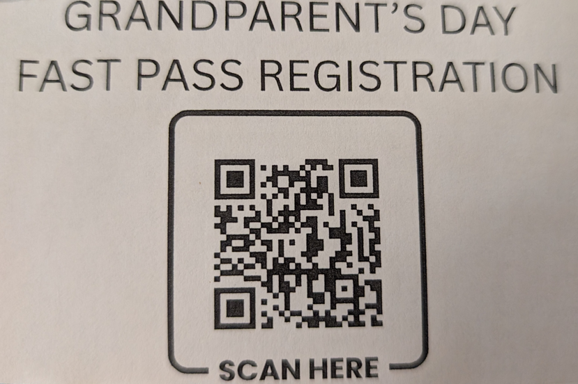QR code for Grandparent's Day Fast Pass Registration.  