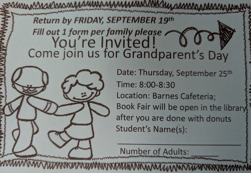 Flyer regarding Grandparent's Day.
