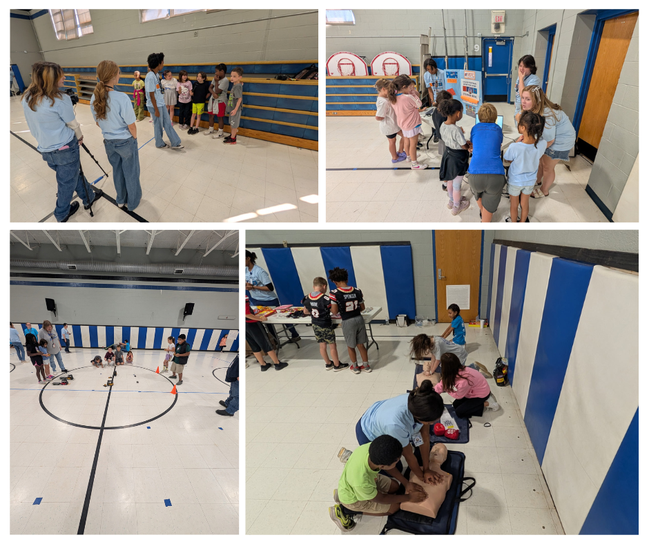 Pictures of students participating in Career Day activities.