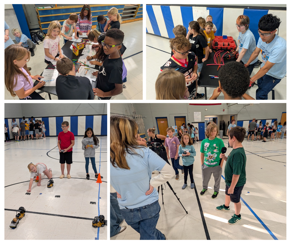 Pictures of students participating in Career Day activities.