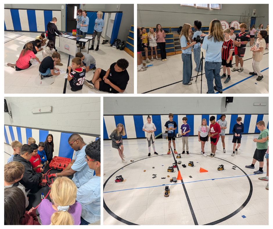 Pictures of students participating in Career Day activities.