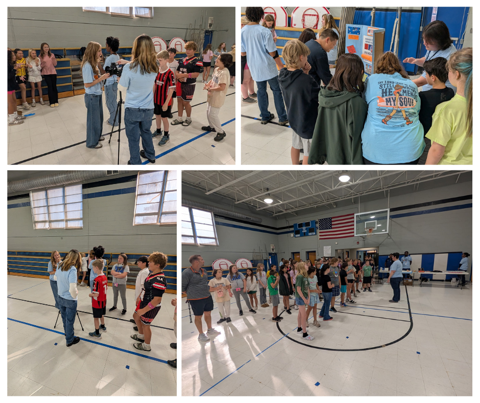 Pictures of students participating in Career Day activities.