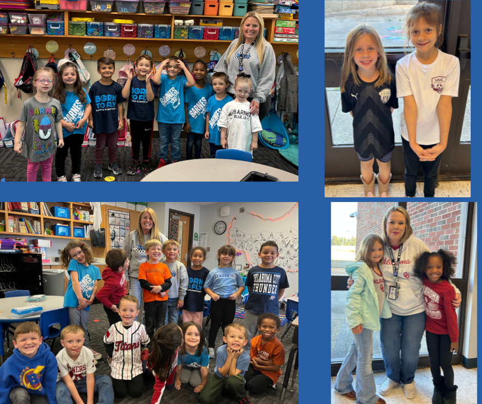 Students and staff wearing school or team attire.